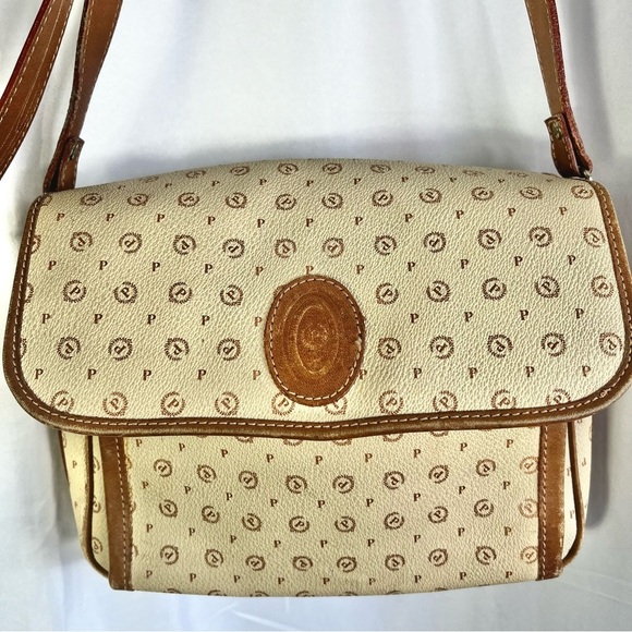 POLLINI LEATHER BROWN TAN BAG VINTAGE CROSSBODY BAG MEDIUM  BAG - Picture 7 of 16